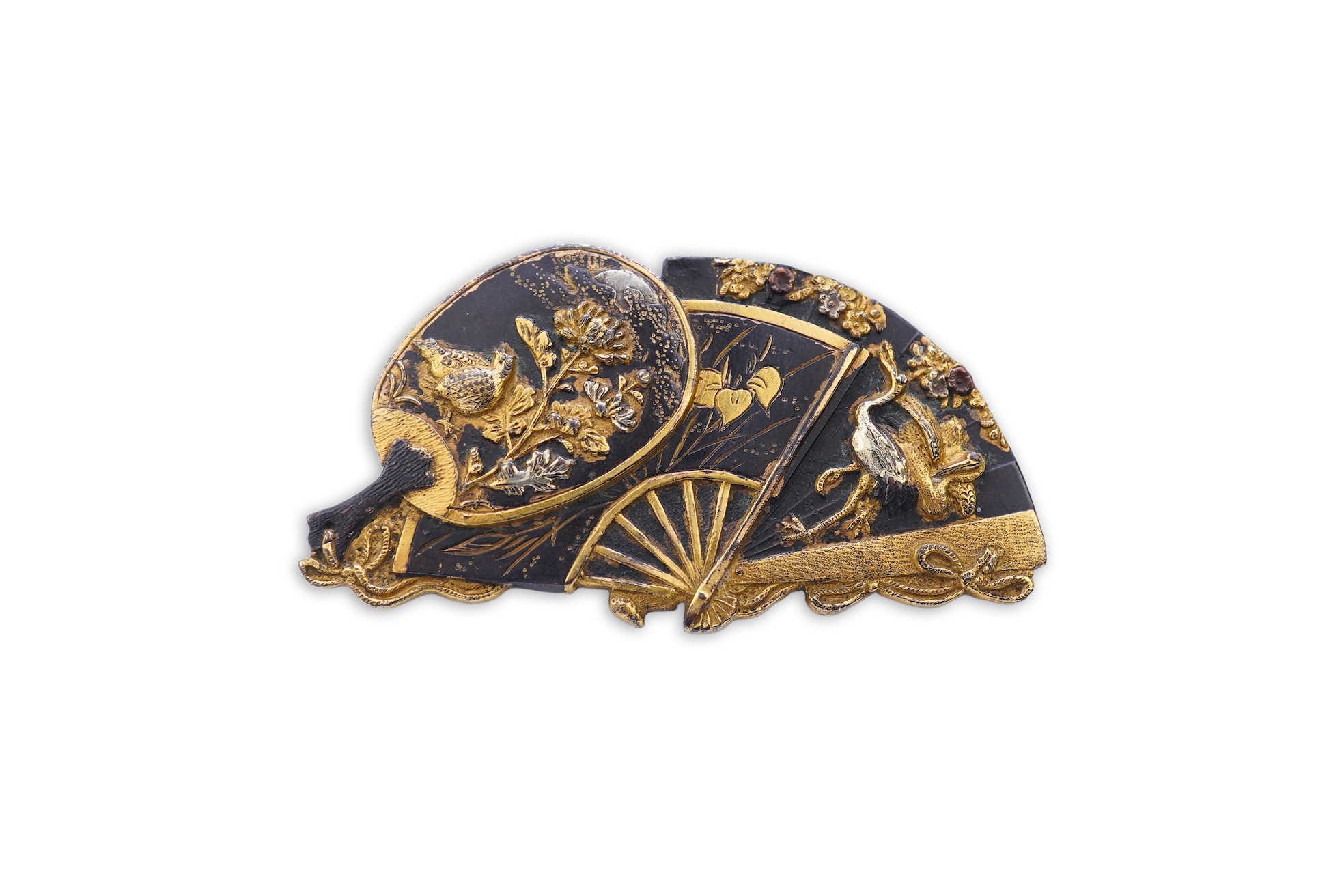 A Victorian shakudo brooch, circa 1880